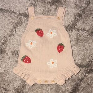 Cute Strawberry and Daisy Knit Baby Romper